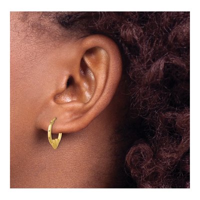14K Yellow Gold Heart Hoop Earrings – view 3
