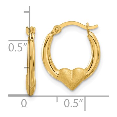 14K Yellow Gold Heart Hoop Earrings – view 4