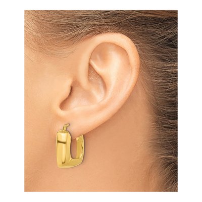 14K Yellow Gold 22mm Square Hoop Earrings – view 3