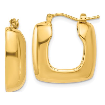 14K Yellow Gold 22mm Square Hoop Earrings