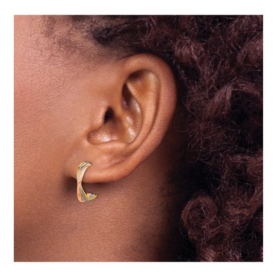 14K Tri-Color Gold 15mm Twisted Hoop Earrings – view 3