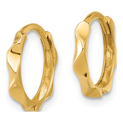 14K Yellow Gold 12mm Wavy Hoop Earrings – view 2