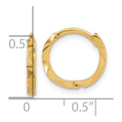14K Yellow Gold 12mm Wavy Hoop Earrings – view 4