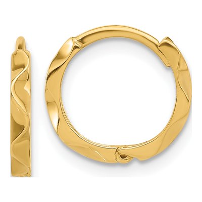 14K Yellow Gold 12mm Wavy Hoop Earrings