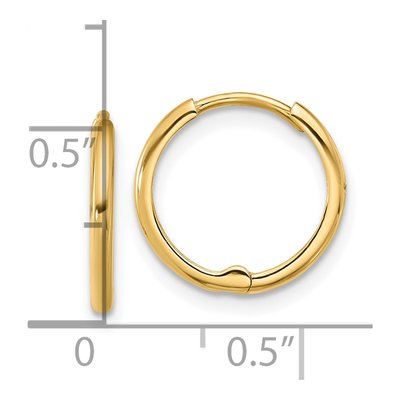 14K Yellow Gold 14mm Hoop Earrings – view 4
