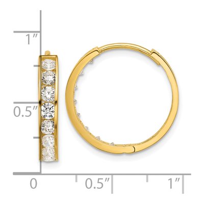 14K Yellow Gold 21mm CZ Huggie Hoop Earrings – view 4