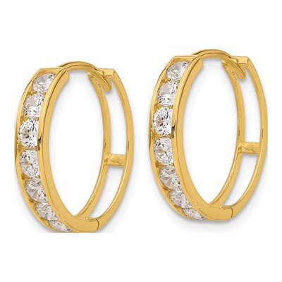 14K Yellow Gold 19mm CZ Huggie Hoop Earrings – view 2