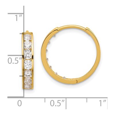 14K Yellow Gold 19mm CZ Huggie Hoop Earrings – view 4
