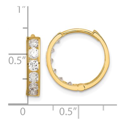 14K Yellow Gold 16mm CZ Huggie Hoop Earrings – view 4