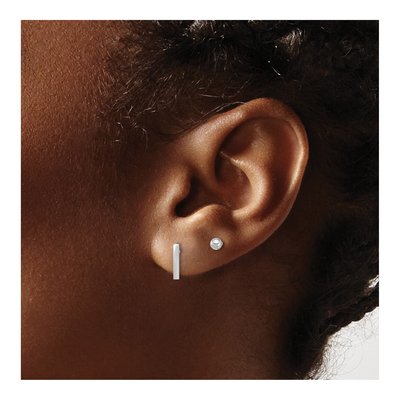 14K White Gold Ball & Bar Stud Earrings Set of 2 – view 3