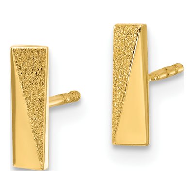 14K Yellow Gold Bar Stud Earrings – view 2