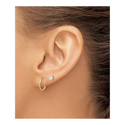 14K Yellow Gold CZ Stud & Endless Hoop Earring Set – view 3