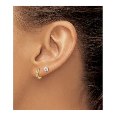 14K Yellow Gold CZ Post & Hoop Earring Set of 2 – view 3