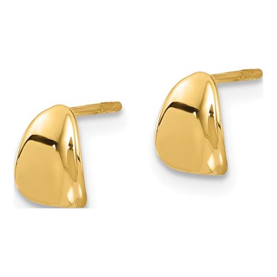 14K Yellow Gold Curved Button Stud Earrings – view 2
