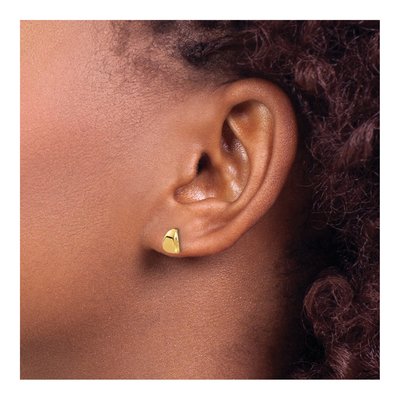 14K Yellow Gold Curved Button Stud Earrings – view 3