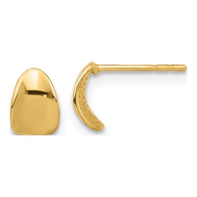 14K Yellow Gold Curved Button Stud Earrings