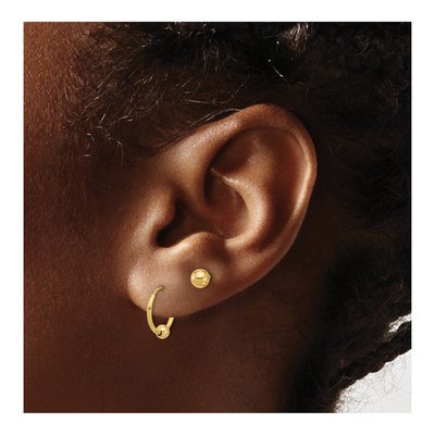 14K Yellow Gold Ball & Beaded Hoop Earring Set – view 3