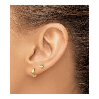 14K Yellow Gold Ball & Diamond-Cut Hoop Earring Set – view 3