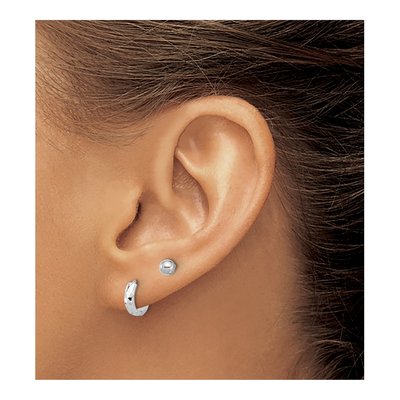 14K White Gold Ball & Diamond-Cut Hoop Earrings Set – view 3