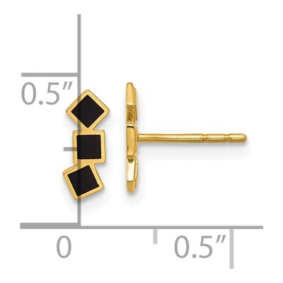 14K Yellow Gold Black Epoxy Square Stud Earrings – view 4