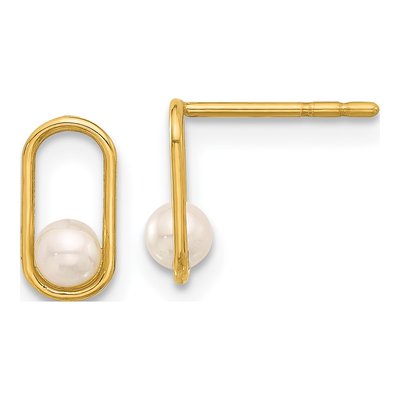 14K Yellow Gold Freshwater Pearl Dangle Earrings