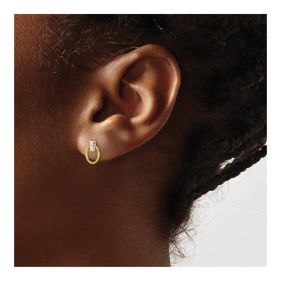 14K Yellow Gold CZ Baguette Oval Dangle Earrings – view 3