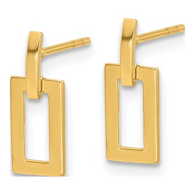 14K Yellow Gold Open Rectangle Dangle Earrings – view 2