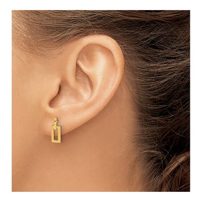 14K Yellow Gold Open Rectangle Dangle Earrings – view 3