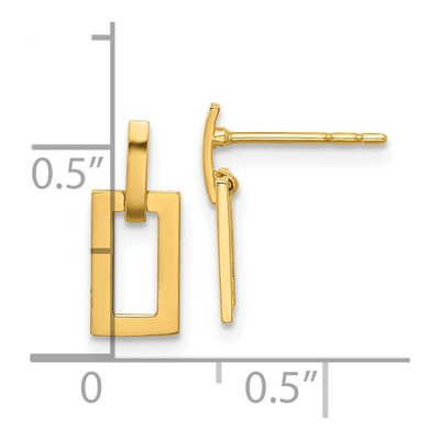 14K Yellow Gold Open Rectangle Dangle Earrings – view 4