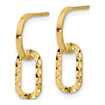 14K Yellow Gold Diamond-Cut J- Dangle Earrings – view 2