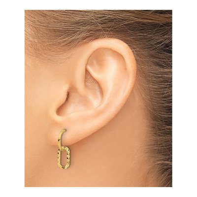 14K Yellow Gold Diamond-Cut J- Dangle Earrings – view 3