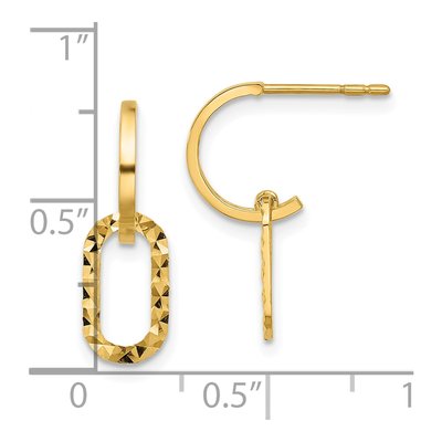 14K Yellow Gold Diamond-Cut J- Dangle Earrings – view 4