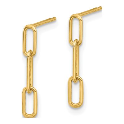 14K Yellow Gold Paperclip Link Dangle Earrings – view 2