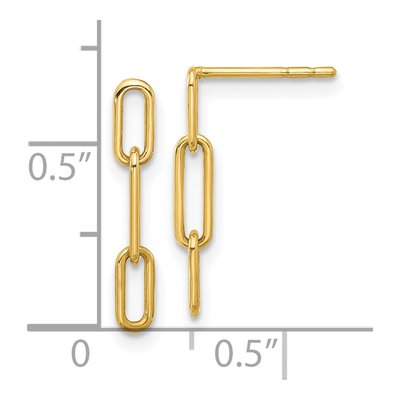 14K Yellow Gold Paperclip Link Dangle Earrings – view 4