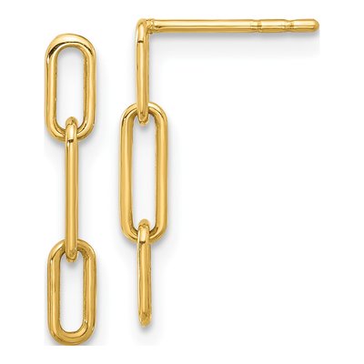 14K Yellow Gold Paperclip Link Dangle Earrings