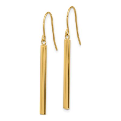14K Yellow Gold Bar Dangle Earrings – view 2
