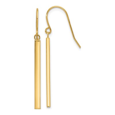14K Yellow Gold Bar Dangle Earrings