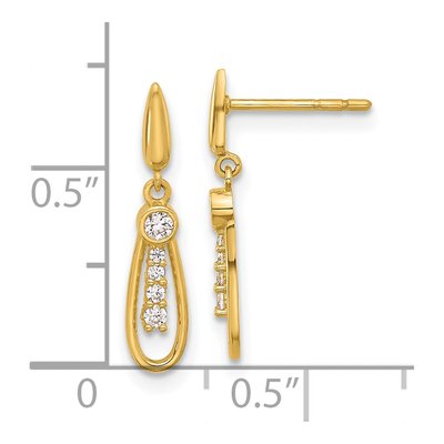 14K Yellow Gold CZ Teardrop Dangle Earrings – view 4
