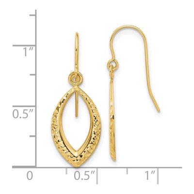 14K Yellow Gold Diamond-Cut Oval Dangle Earrings – view 4