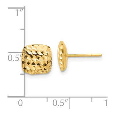 14K Yellow Gold Puffed Square Button Stud Earrings – view 4