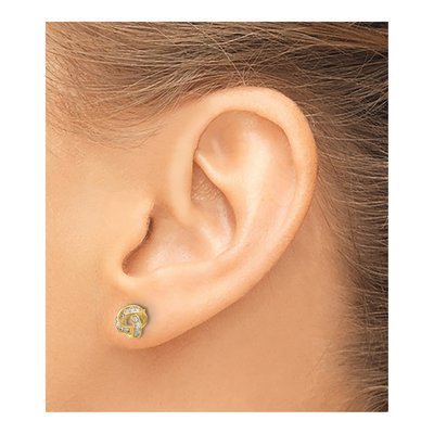 14K Yellow Gold Round CZ Love Knot Stud Earrings – view 3