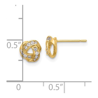 14K Yellow Gold Round CZ Love Knot Stud Earrings – view 4