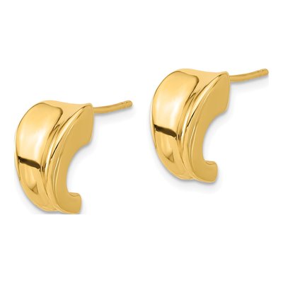 14K Yellow Gold 14mm J- Hoop Earrings – view 2