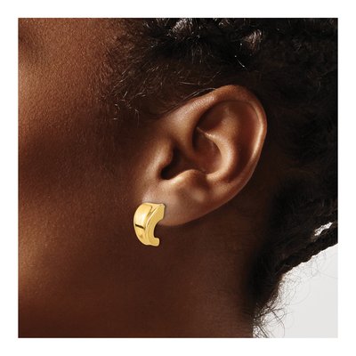 14K Yellow Gold 14mm J- Hoop Earrings – view 3