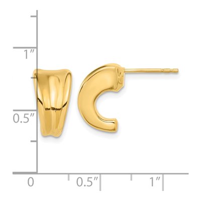 14K Yellow Gold 14mm J- Hoop Earrings – view 4