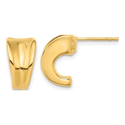 14K Yellow Gold 14mm J- Hoop Earrings