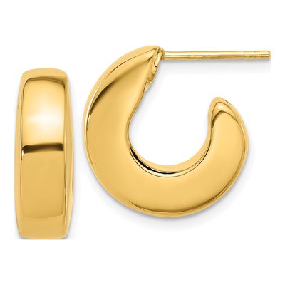 14K Yellow Gold 18mm J- Hoop Earrings