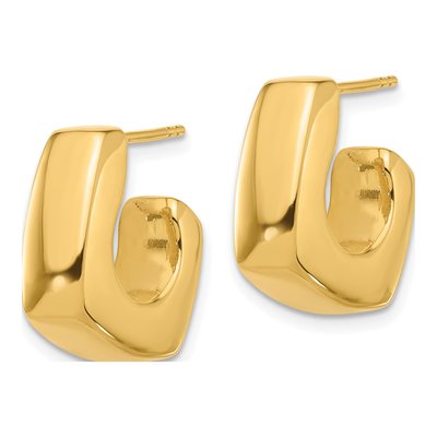 14K Yellow Gold 18mm Square J- Hoop Earrings – view 2