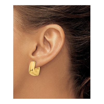 14K Yellow Gold 18mm Square J- Hoop Earrings – view 3