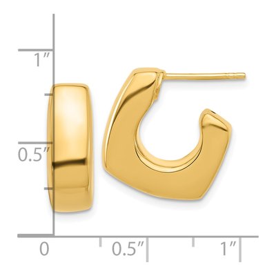 14K Yellow Gold 18mm Square J- Hoop Earrings – view 4
